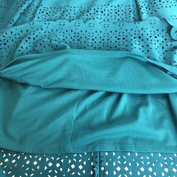 Lane Bryant Midi Dress Womens Plus Size 18 Teal Laser Cut Pleated NWT‎ - Picture 6 of 14